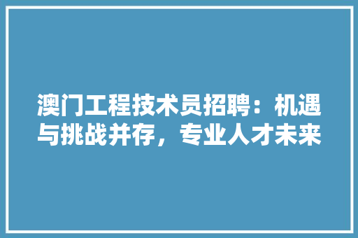 澳门工程技术员招聘：机遇与挑战并存，专业人才未来 室内设计