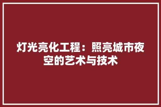 灯光亮化工程：照亮城市夜空的艺术与技术 室内设计