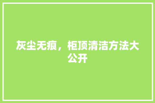 灰尘无痕，柜顶清洁方法大公开 室内设计