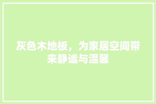 灰色木地板，为家居空间带来静谧与温馨 室内设计