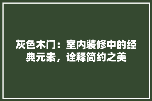 灰色木门：室内装修中的经典元素，诠释简约之美 室内设计