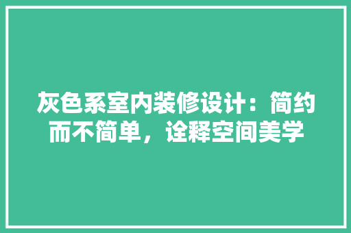灰色系室内装修设计：简约而不简单，诠释空间美学 室内设计
