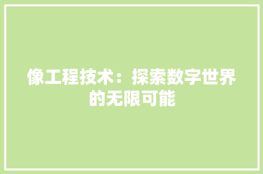像工程技术：探索数字世界的无限可能