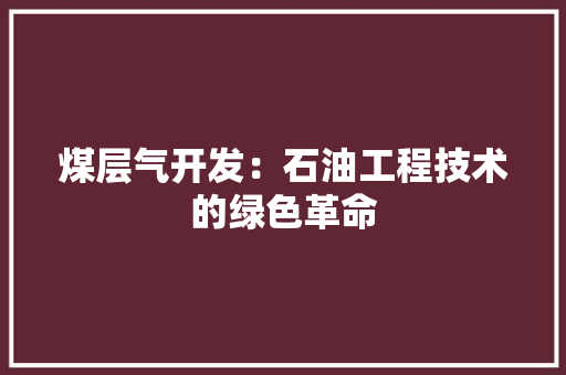 煤层气开发：石油工程技术的绿色革命 室内设计