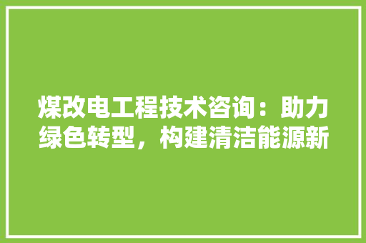 煤改电工程技术咨询：助力绿色转型，构建清洁能源新格局 室内设计