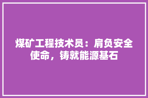 煤矿工程技术员：肩负安全使命，铸就能源基石 室内设计