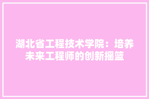 湖北省工程技术学院：培养未来工程师的创新摇篮 室内设计