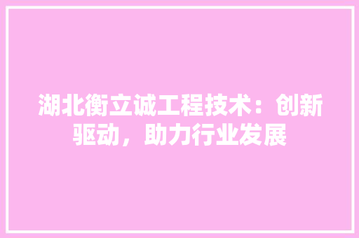 湖北衡立诚工程技术：创新驱动，助力行业发展 室内设计
