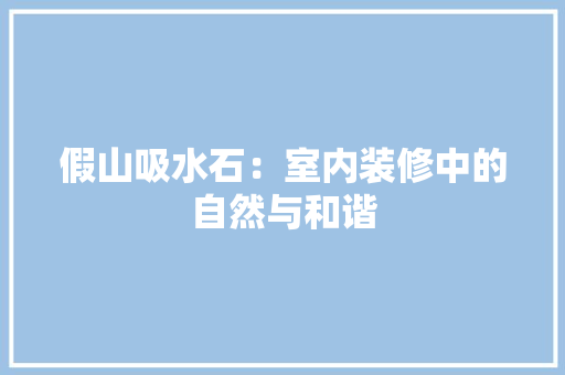 假山吸水石：室内装修中的自然与和谐