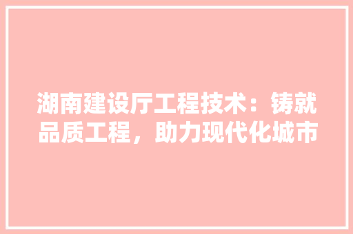 湖南建设厅工程技术：铸就品质工程，助力现代化城市建设 室内设计