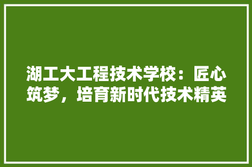 湖工大工程技术学校：匠心筑梦，培育新时代技术精英 室内设计