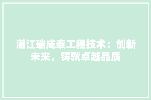 湛江瑞成泰工程技术：创新未来，铸就卓越品质 室内设计