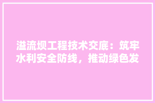 溢流坝工程技术交底：筑牢水利安全防线，推动绿色发展 室内设计