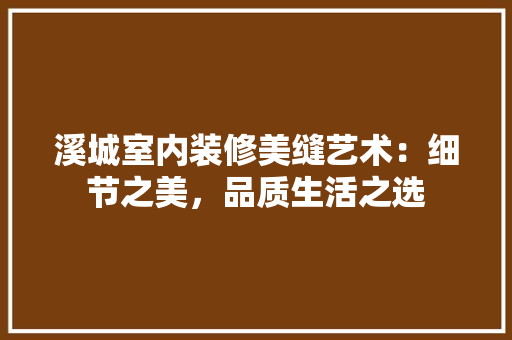 溪城室内装修美缝艺术：细节之美，品质生活之选 室内设计
