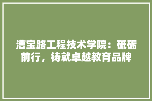 漕宝路工程技术学院：砥砺前行，铸就卓越教育品牌 室内设计