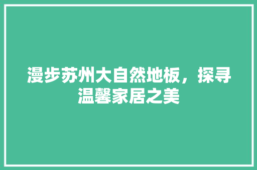 漫步苏州大自然地板，探寻温馨家居之美 室内设计