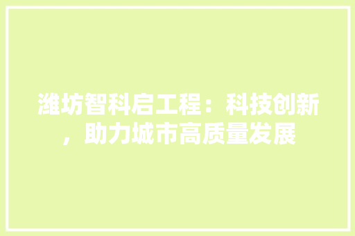 潍坊智科启工程：科技创新，助力城市高质量发展 室内设计
