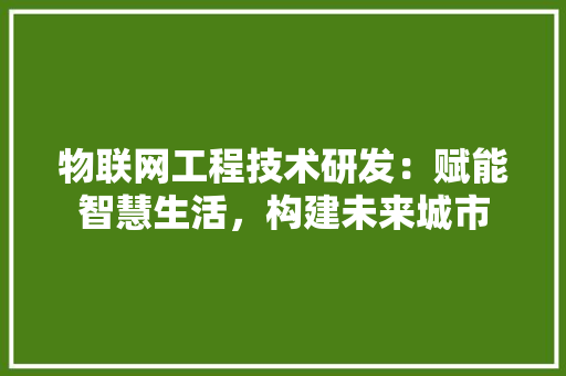 物联网工程技术研发：赋能智慧生活，构建未来城市