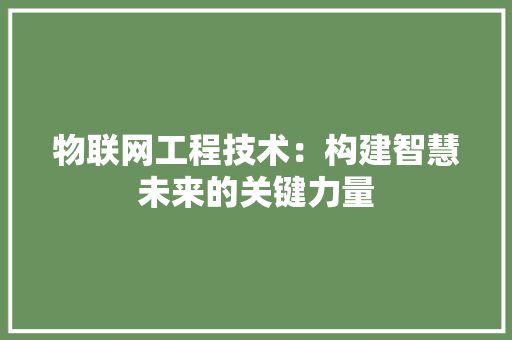 物联网工程技术：构建智慧未来的关键力量