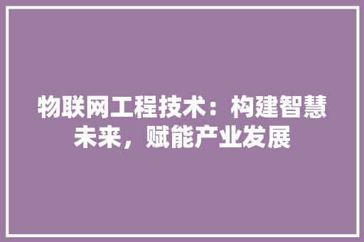 物联网工程技术：构建智慧未来，赋能产业发展