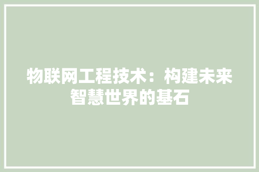 物联网工程技术：构建未来智慧世界的基石