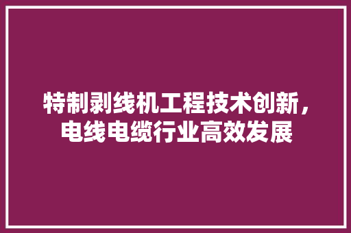 特制剥线机工程技术创新，电线电缆行业高效发展