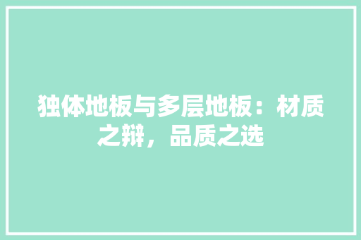 独体地板与多层地板：材质之辩，品质之选 室内设计