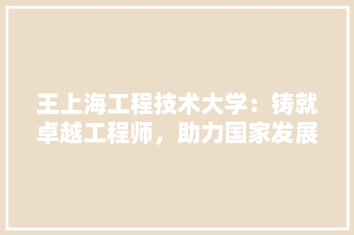 王上海工程技术大学：铸就卓越工程师，助力国家发展 室内设计