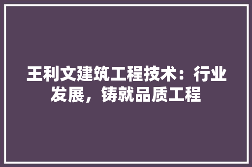 王利文建筑工程技术：行业发展，铸就品质工程 室内设计