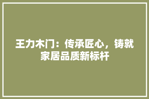 王力木门：传承匠心，铸就家居品质新标杆 室内设计