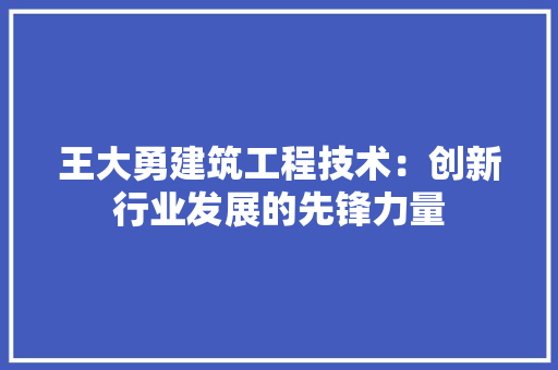 王大勇建筑工程技术：创新行业发展的先锋力量 室内设计