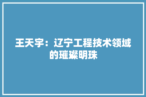 王天宇：辽宁工程技术领域的璀璨明珠 室内设计