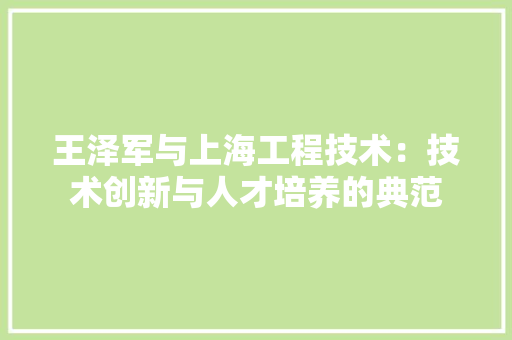 王泽军与上海工程技术：技术创新与人才培养的典范