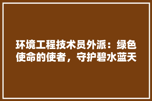 环境工程技术员外派：绿色使命的使者，守护碧水蓝天的先锋 室内设计