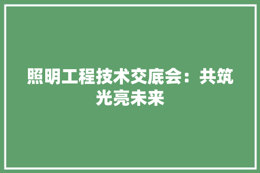 照明工程技术交底会：共筑光亮未来 室内设计