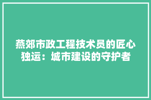 燕郊市政工程技术员的匠心独运：城市建设的守护者 室内设计