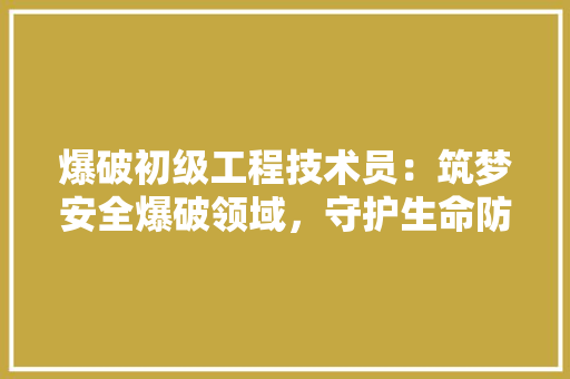 爆破初级工程技术员：筑梦安全爆破领域，守护生命防线 室内设计