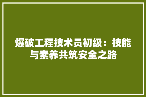 爆破工程技术员初级：技能与素养共筑安全之路 室内设计