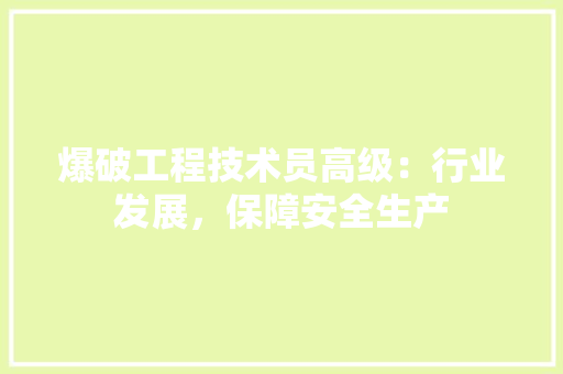 爆破工程技术员高级：行业发展，保障安全生产 室内设计