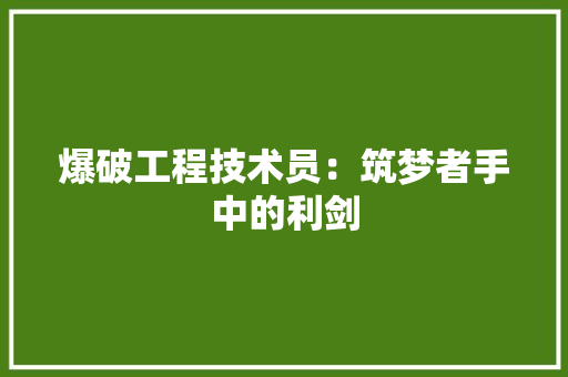 爆破工程技术员：筑梦者手中的利剑 室内设计