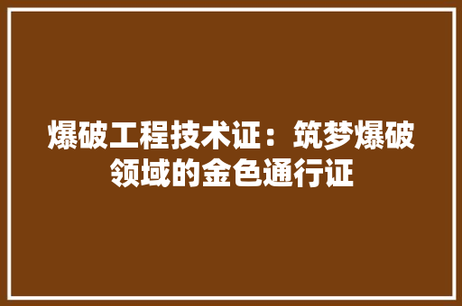 爆破工程技术证：筑梦爆破领域的金色通行证