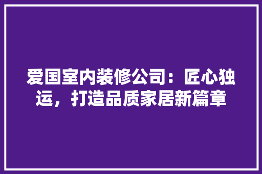 爱国室内装修公司：匠心独运，打造品质家居新篇章 室内设计