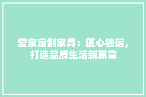 爱家定制家具：匠心独运，打造品质生活新篇章 室内设计