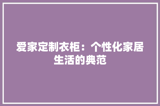 爱家定制衣柜：个性化家居生活的典范 室内设计