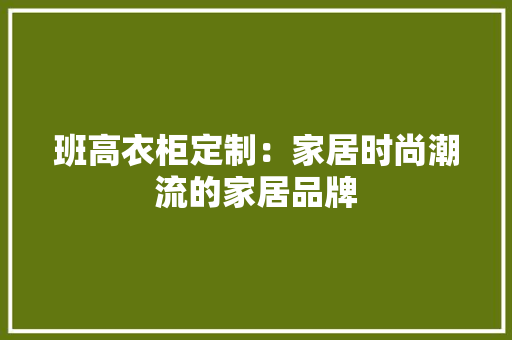 班高衣柜定制：家居时尚潮流的家居品牌 室内设计