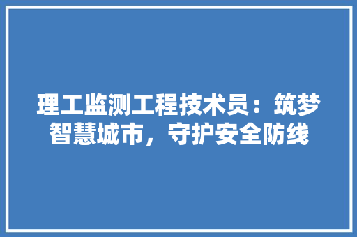 理工监测工程技术员：筑梦智慧城市，守护安全防线 室内设计