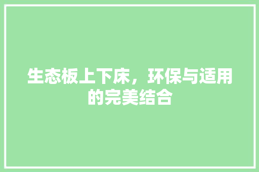 生态板上下床，环保与适用的完美结合 室内设计