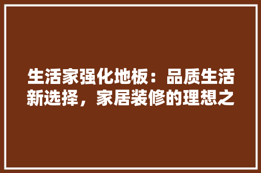 生活家强化地板：品质生活新选择，家居装修的理想之选 室内设计