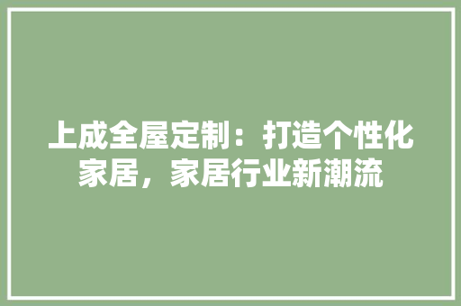 上成全屋定制：打造个性化家居，家居行业新潮流 地板材料