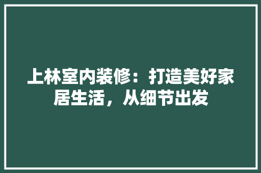 上林室内装修：打造美好家居生活，从细节出发